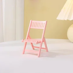 Compact Candy Color Foldable Phone Stand - Mini Beach Chair Design, Multi-Angle Desk Holder (Pink)