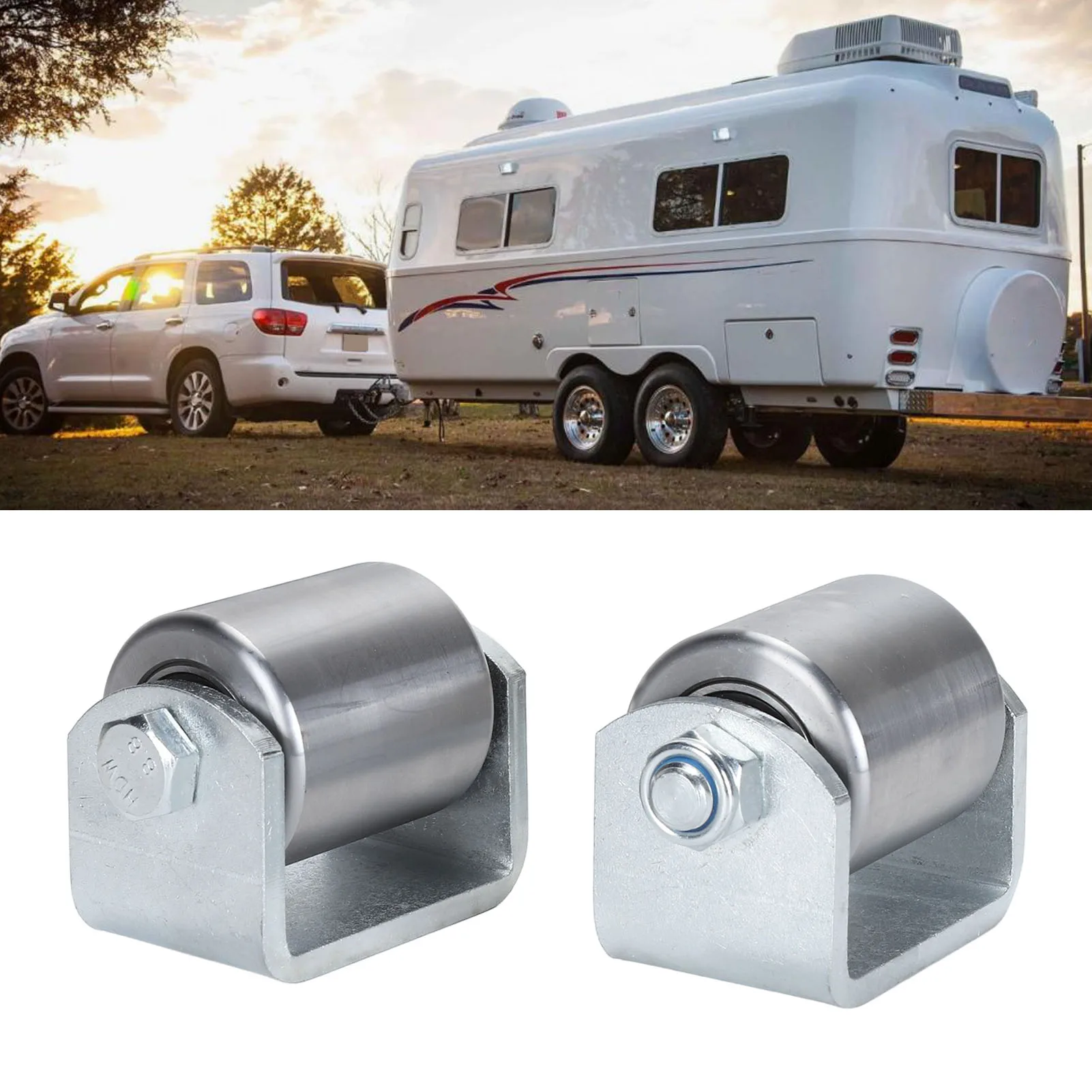 2pcs Weld On Trailer Rollers 2 Inch Chassis Protection Heavy Duty Steel Micro RV Skid Wheels