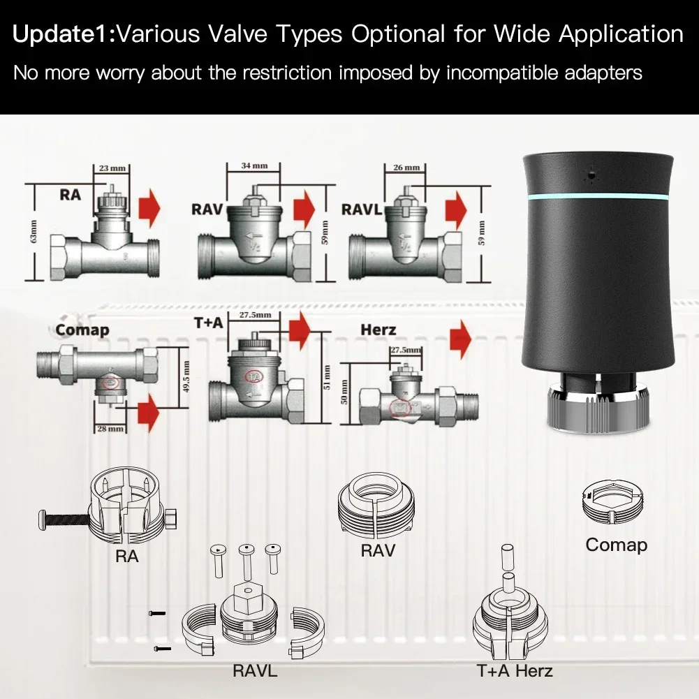 valvula trv inteligente tuya zigbee 30 alexa google 1 9pcs 02