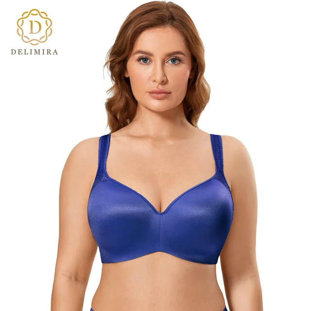 Delimira Women's Jacquard Balconette Bra Plus Size Seamless Smooth