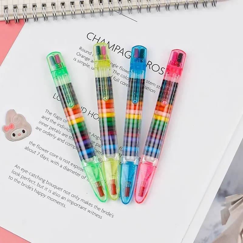 4 pcs/set Kawaii 20 Colors Core Replacement Washable Wax Crayons Painting Supplies School Office Art Writing Gift Stationery