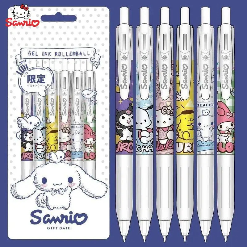 Sanrio Cinnamoroll Hello Kitty My Melody Kuromi Pompom Purin Pochacco Gel  Ink Rollerball Pen 6PC Set Black Ink 0.5MM Inspired by You.