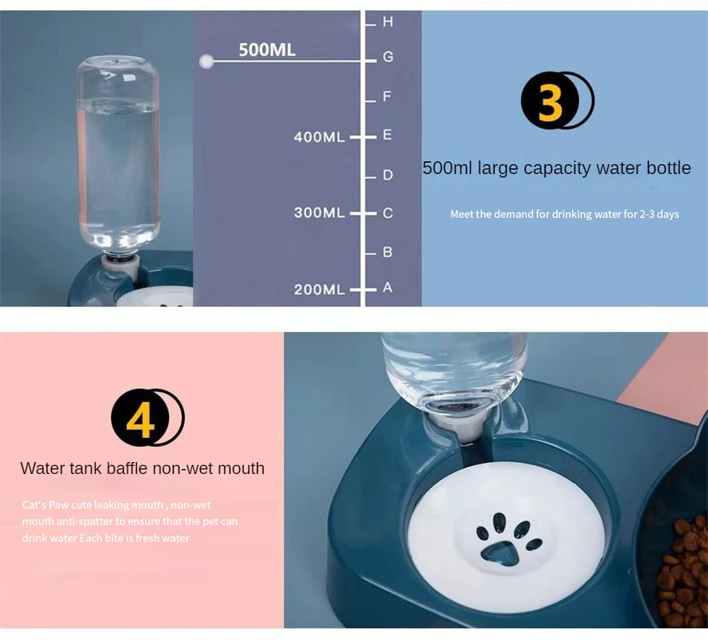 Title 2, 2 In 1 Pet Bowl 15 Degrees Tilt To Protect Cerv...