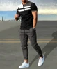 Fashion Men Tracksuit T-Shirt 2 Piece Set Short Sleeve Sportswear Suits Men Clothing Trousers Casual O-Neck Tops Pant Streetwear 6