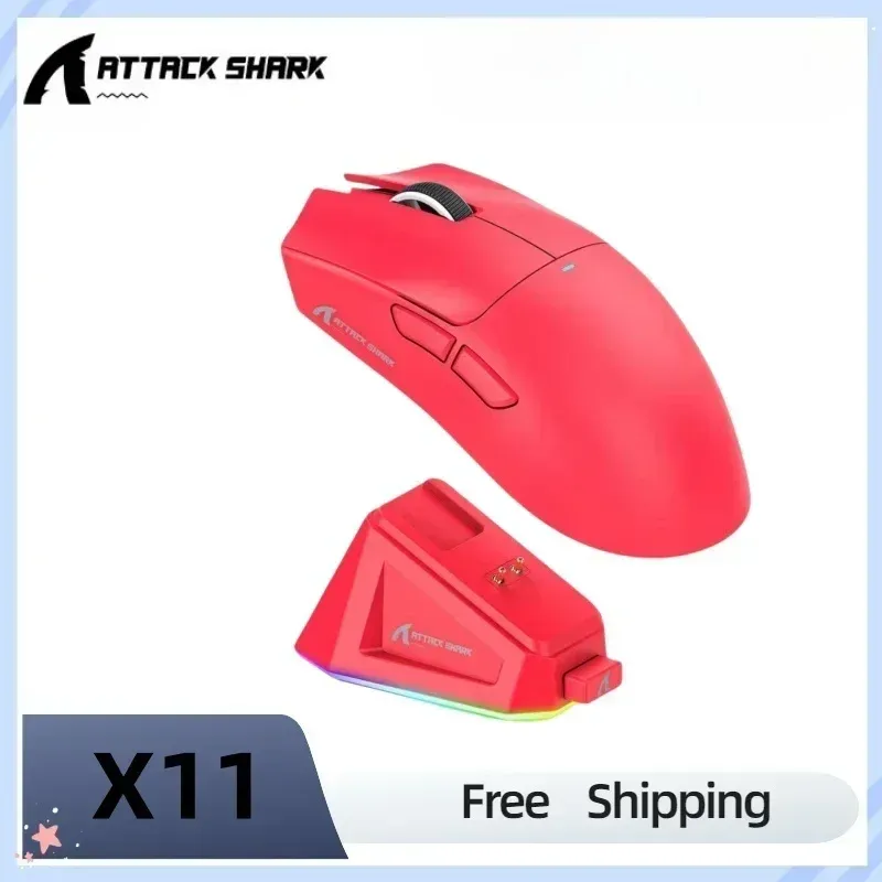 Hot Sale Attack Shark X11 Bluetooth Mouse PAW3311 Triple Mode Connectivity Touch Magnetic Charging Dock Ultra-Light Gaming Mouse