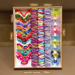 Vibrant Hair Cord and Clip Set: Sweet & Stylish Essentials for Everyday Wear (328 Pieces) (328pcs)