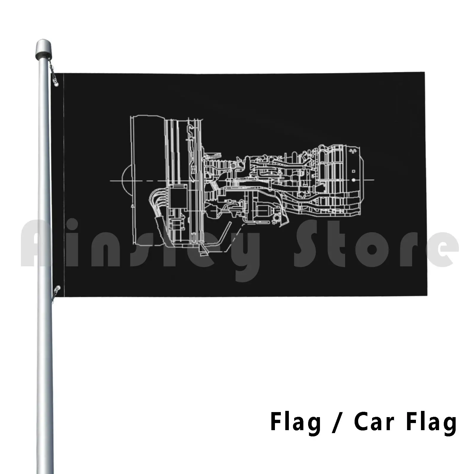 Generale Electric-80C2B In Versione Bianca Outdoor Decor Flag Car Flag General Electric Ge 80 C2B Engine Boeing 747 400 Mecano