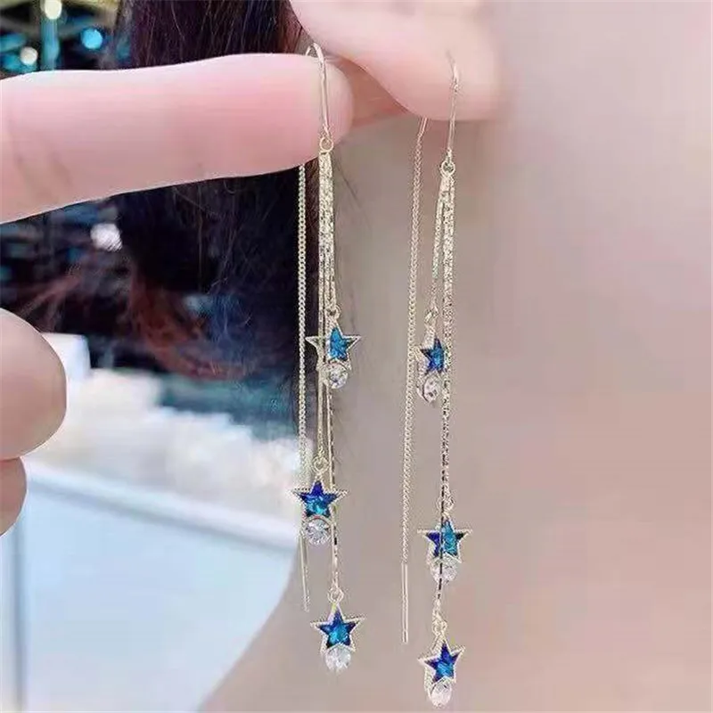 SLUYNZ 925 Sterling Silver Blue Crystal Star Moon Zambia