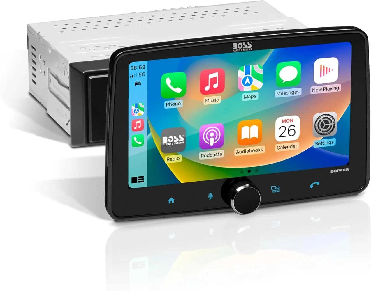BCPA8W Car Stereo Wireless Apple CarPlay Android Auto Single Din 8 Inch Touchscreen Bluetooth No CD DVD Player AM/FM