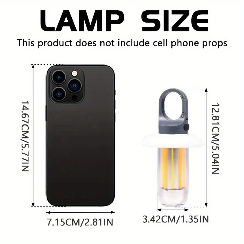 USB-C Rechargeable LED Camping Lantern with Hook Lightweight,Handheld Flashlight for Hiking,Exploring,Fishing Emergency Work