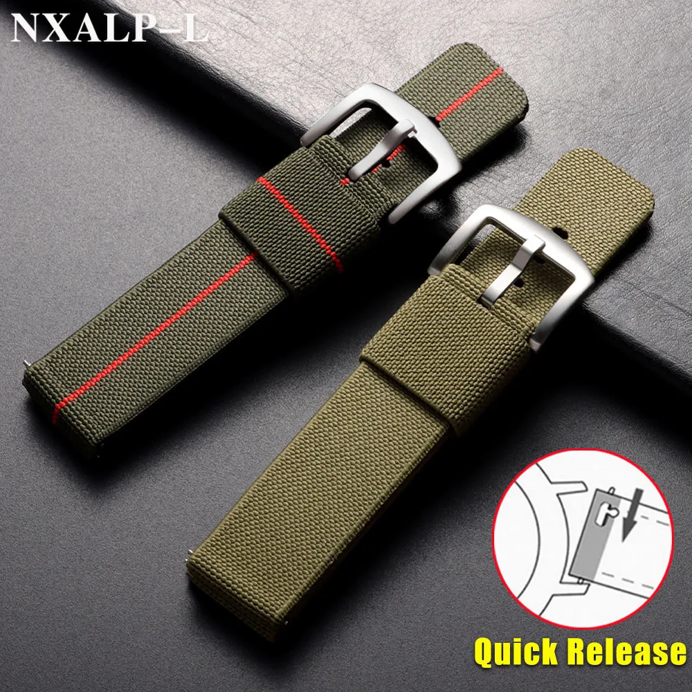 Military-Style Elastic Nylon Watch Band - Quick Release Sport Strap