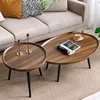 Mid Century Modern Coffee Table, Nesting Coffee Table Set of 2，Oval+ Round Side Table Set for Living Room 6