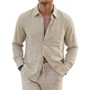 119640-2418f5.jpg Long Sleeve Linen Cotton Shirts Premium Korean Loose Lapel Breathable White