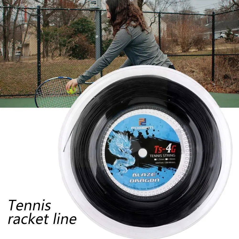 1 Roll Of Tennis String Durable Hexagonal Polyester Racket 1.23/1.25mm 200m Strings Tennis