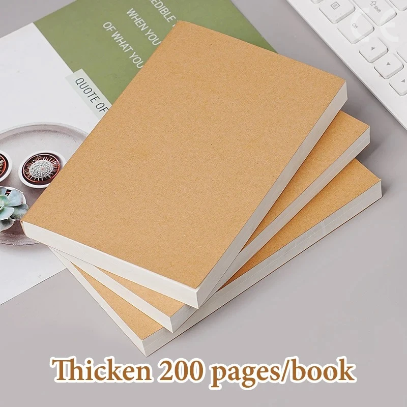 DIY Cover Kraft Paper Notebook A5/B5 Size 100/200 Sheets Blank Journal Draft Book for Students Teachers School Office - 4