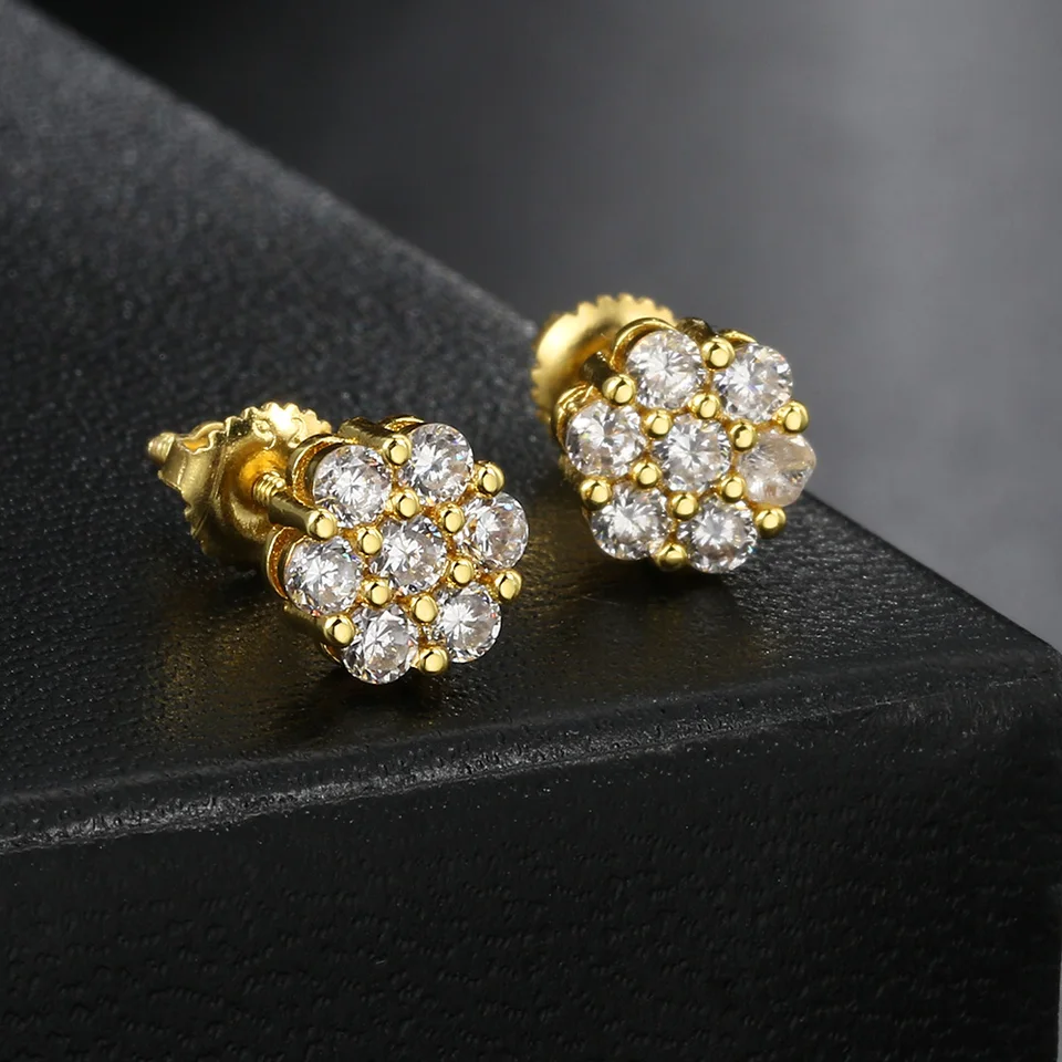 Aretes De Plata De Ley Con Halo Y Piedra Central De Circonita Cúbica - Aretes De Plata De Ley 925 Para Mujer, Metal, No Es Una Piedra Preciosa