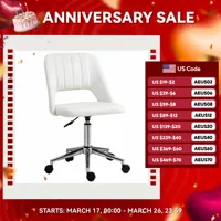 Ergonomic Velvet Armless Computer Swivel Upholstered Chair W/ Open Back White 1
