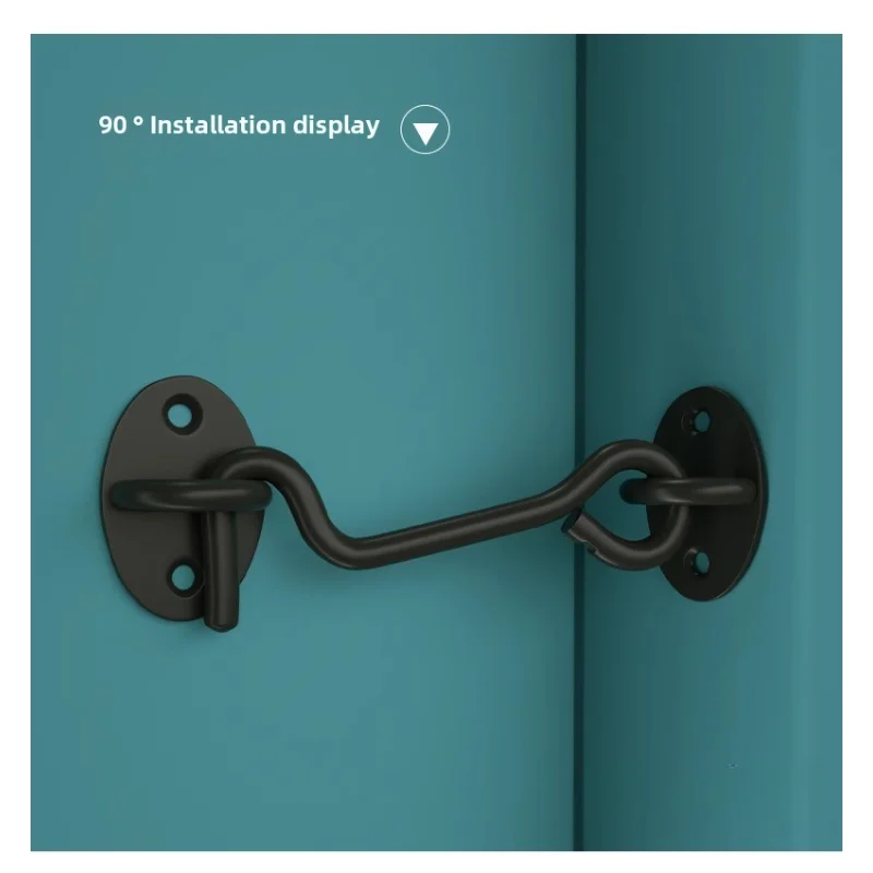 Heavy Stainless Steel Duty Privacy Hook and Eye Latch Lock with Screws Black Silver Barn Door Easy Locks Gate Latch Window Wind