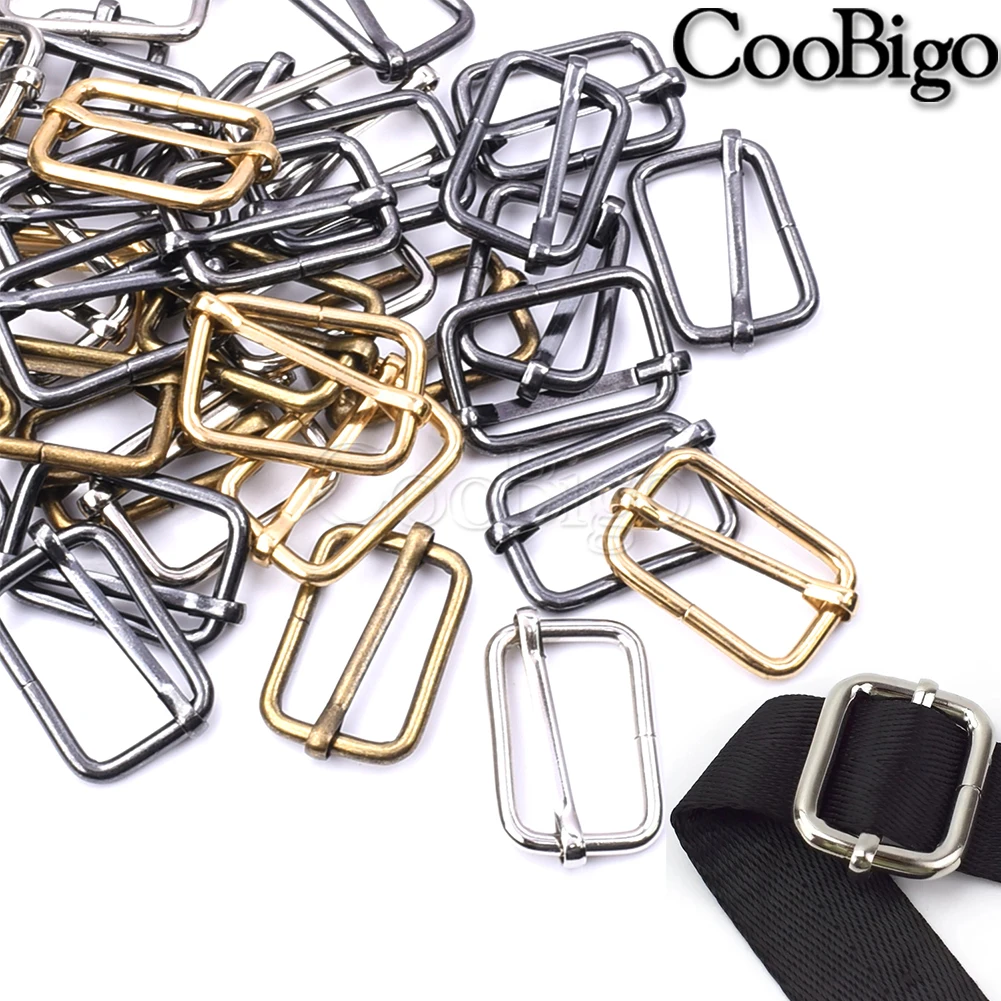 Metal Webbing Slider 10pcs Triglide Slides Rectangle Adjustable Strap Pin Buckle for Belt Bags Luggage DIY Craft Accessories