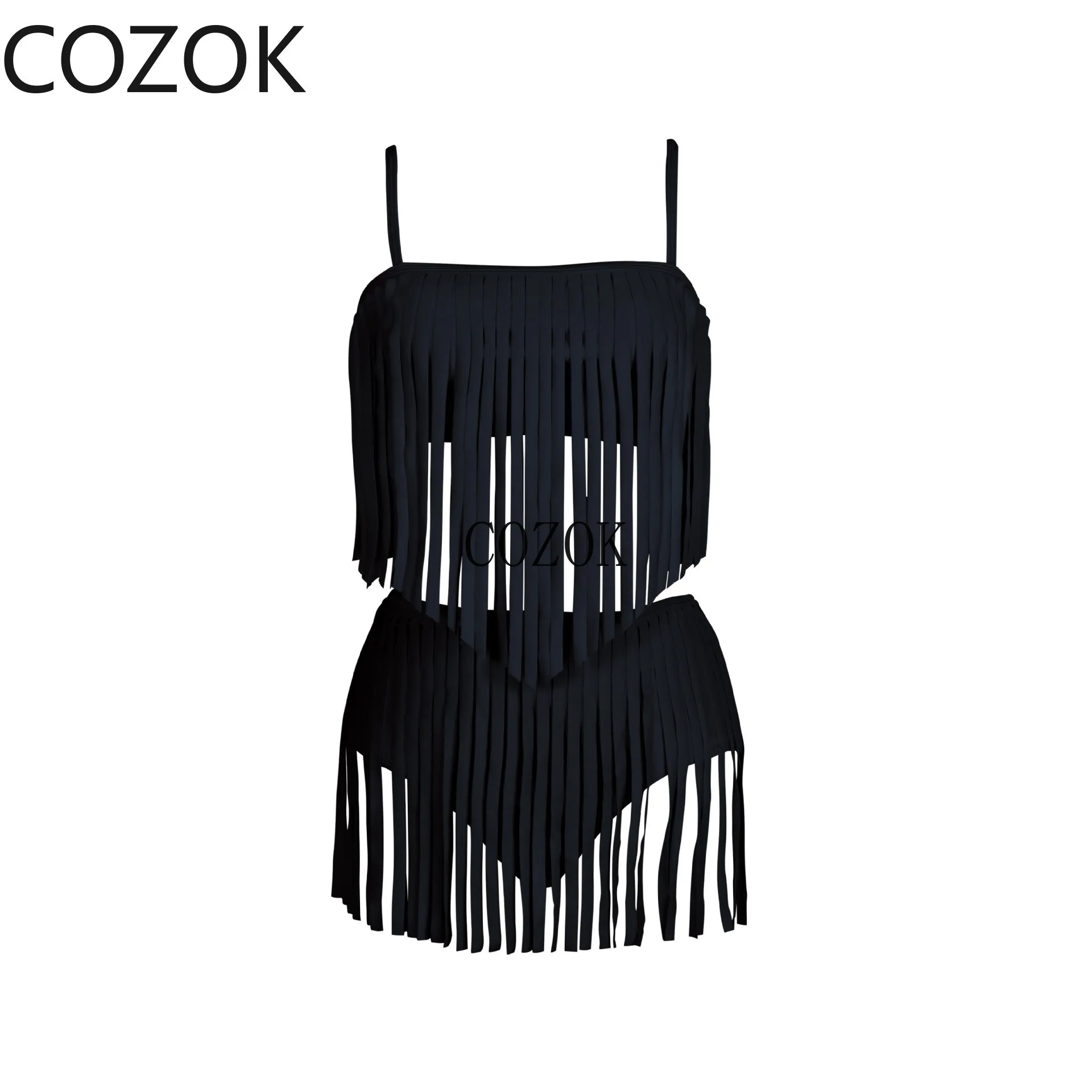 

2024 Fringe Swimwear Two-piece Bikini Sexy Strapless Backless Swimwear in Stock
