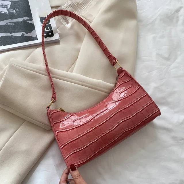 Alligator Pattern PU Leather Handbag - Womens Small Armpit Messenger Bag
