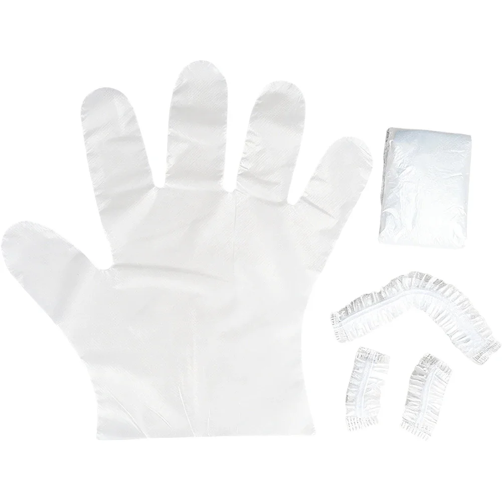 4개입 미용실 일회용품 샤워캡 귀마개 장갑 천 케이프 펌 염색 스타일링 보호 세트