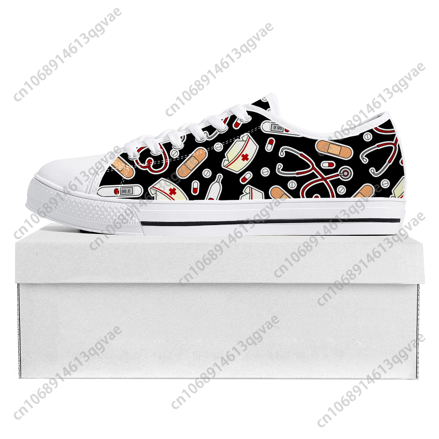 Hospital Nurse Heart Low Top High Quality Sneakers Mens Womens Teenager Canvas Sneaker Prode Casual Couple Shoes Custom Shoe
