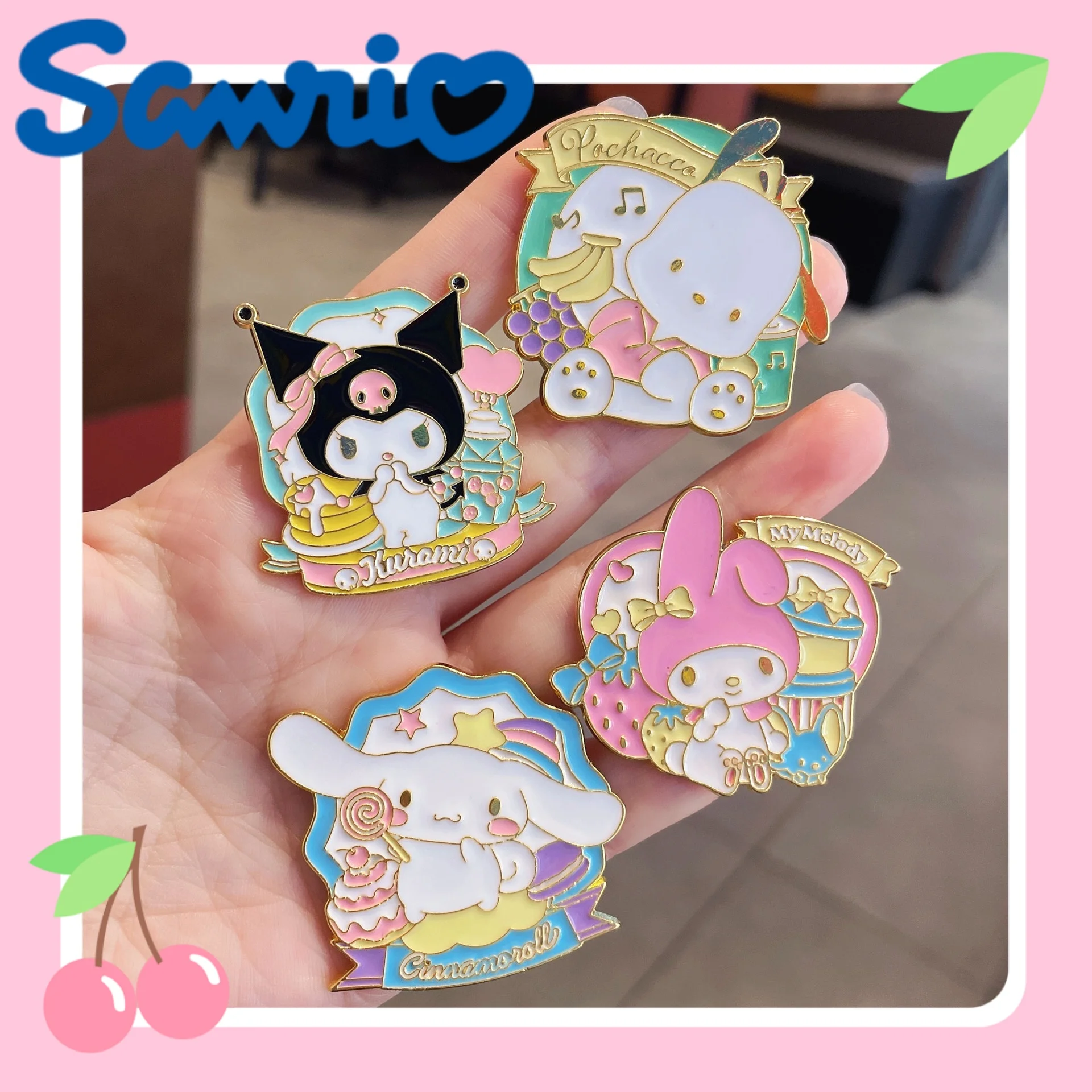 

Sanrio Hello Kitty Brooch Action Anime Figures Melody Kuromi Cute Lapel Pins for Backpacks for Women Enamel Pin Gift Fashion