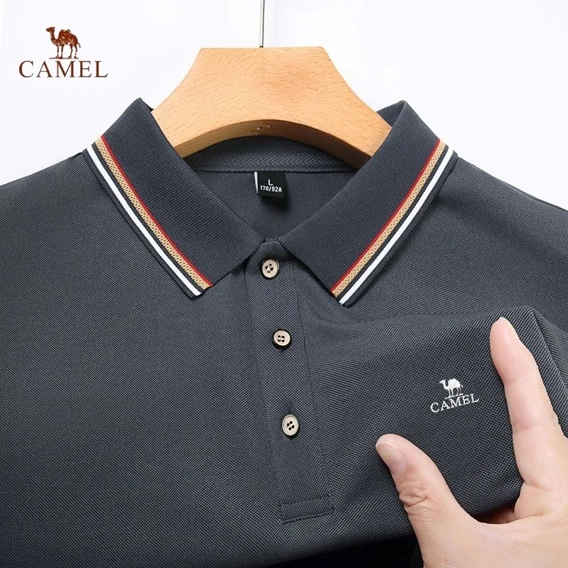 

Embroidered CAMEL lapel short sleeved polo shirt summer thin men's T-shirt business casual soft fitness outdoor sports shirt