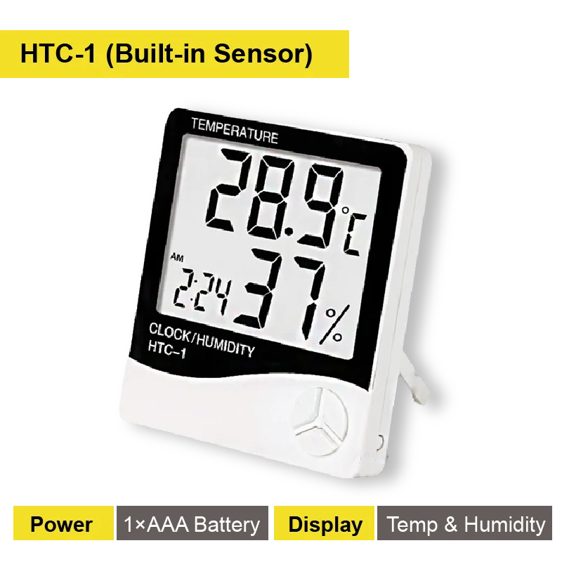 Digital Thermo-Hygrometer with LCD Clock - Indoor/Outdoor Temperature & Humidity Weather Station