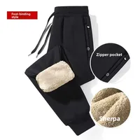 Men's Thickened Lamb Velvet Warm Fleece Casual Pants Winter New Long Pants Pocket Zipper Sports Sweatpants Loose Fit Casual