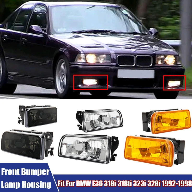 Left & Right Front Bumper Headlight Fog Lamps Housing For BMW E36 318i