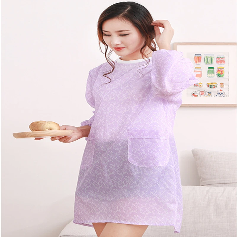 Waterproof Apron Fashion Home Kitchen Long-Sleeved Adult Smock Unisex Anti-Wear Oil Overalls