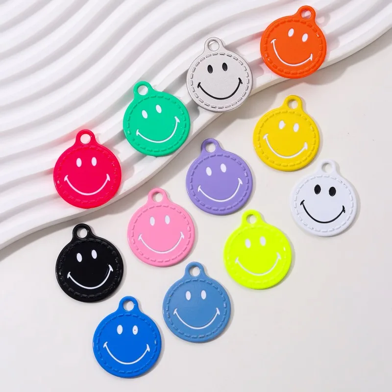 5pcs New Smile Face Enamel Charms Lucky Fun Colorful Pendants For Making Handmade DIY Findings Accessories Necklace Jewelry