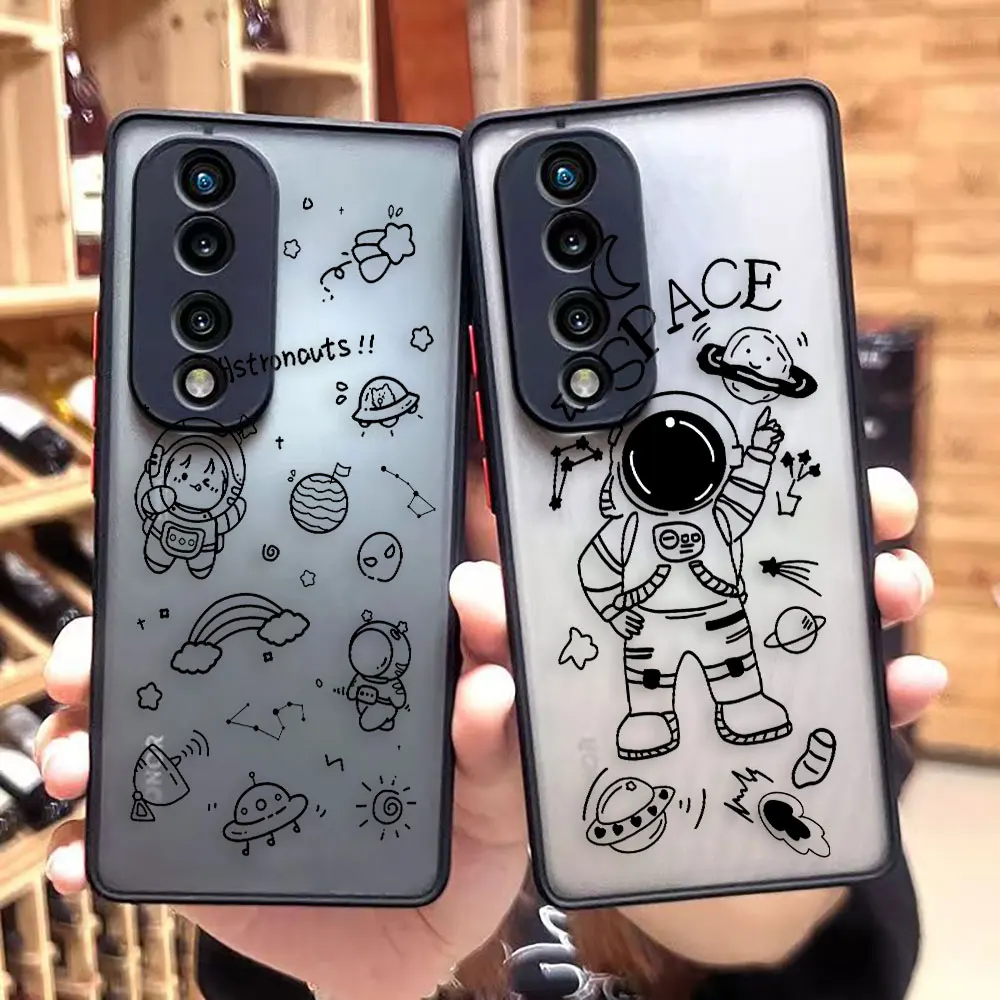 

Матовый Телефон для HONOR 90, 70, 50, 30, 30S, 20, 8X, 9A, X8, X9, X10, 4G, Φ PLAY, 4T, 5 PRO, чехол для телефона, стильный мультяшный астронавт