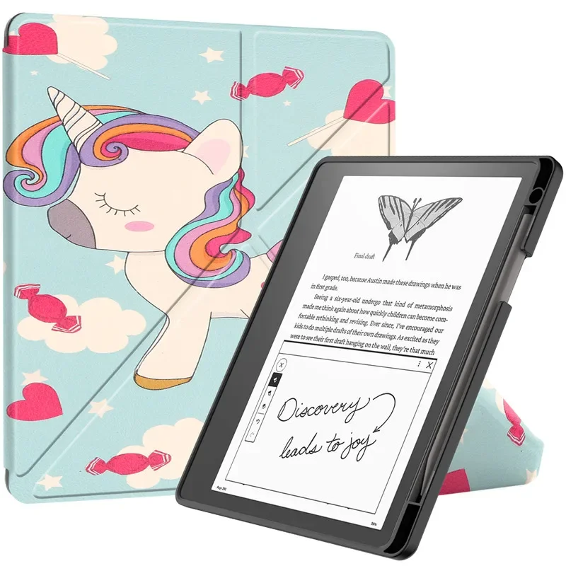 Premium 10.2-Inch PU Leather Multi-folding Ebook Cover with Stand and Pencil Holder