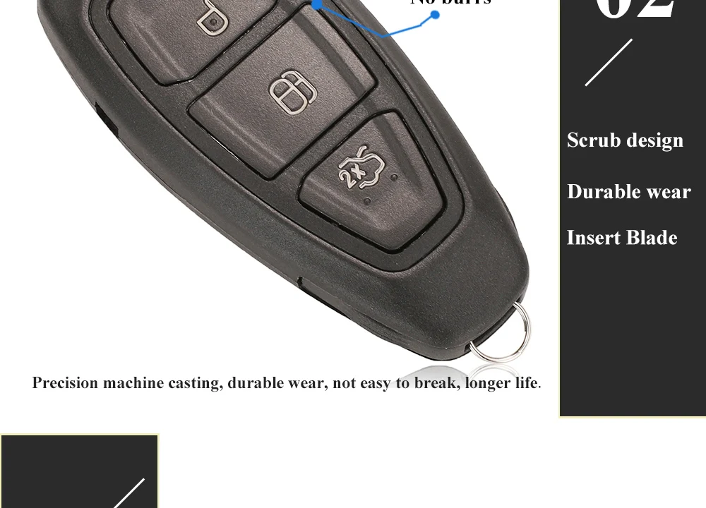 Keyforkess Full Smart 3 pulsanti telecomando portachiavi 433MHz Chip di ID49-pcf7953 per Ford Grand c-max Focus Kuga Fiesta 2016 KR5876268 - Saddda2994dd5411ea9c9264c07376395K