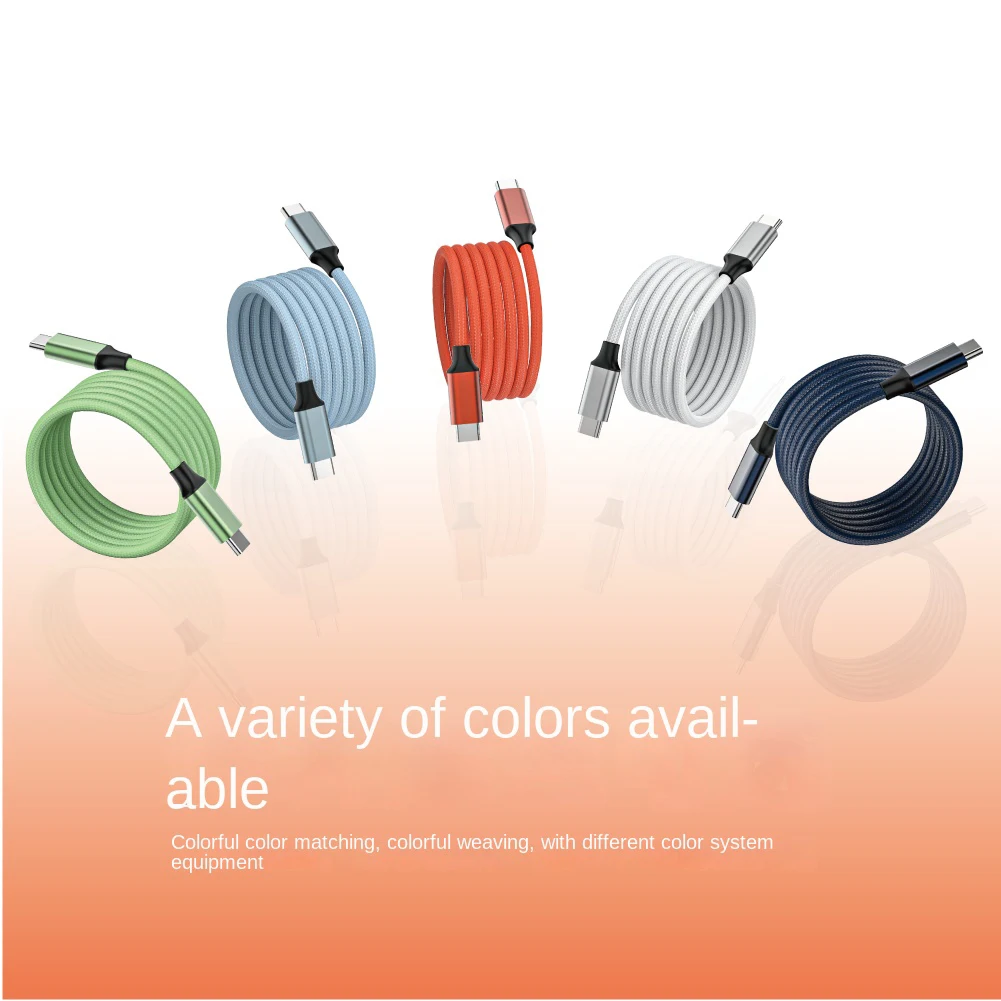Magnetic Auto-Roll Ultra-Fast Type C Car Charging Cable - USB-C to USB-C, 1M/2M Data Cable