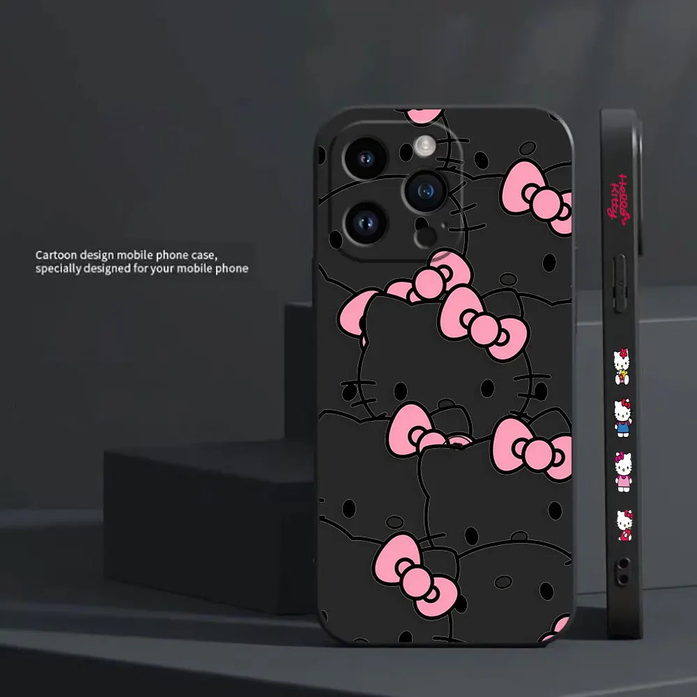 thumbnail image 1 of Bonita funda de teléfono de Hello Kitty K Line Cat para Apple iPhone 14 13 12 11 Pro XS Max Mini X XR SE 7 8 6 15 Plus, funda líquida de color, 1 of 5