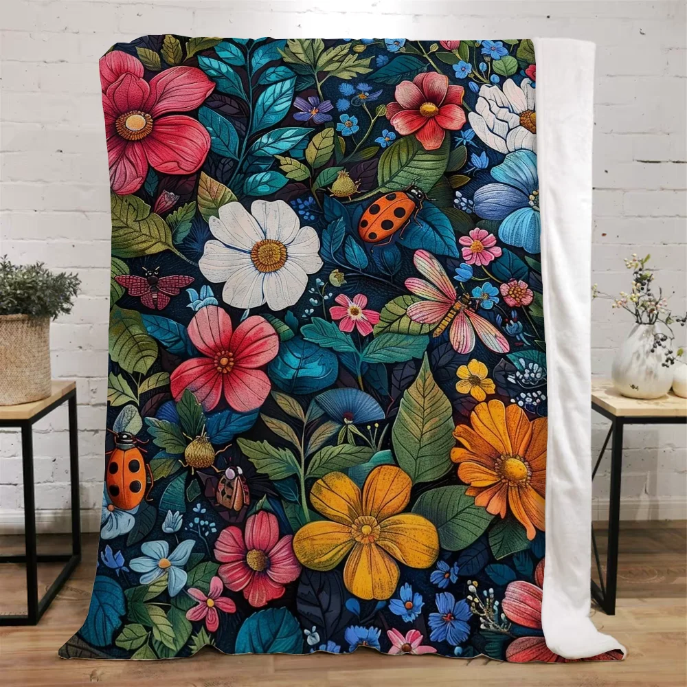 수채화 꽃 던지기 담요, 150x200 침대 담요 및 던지기, 럭셔리 침구 가정 및 장식, 푹신한 격자 무늬 비치 타올, 무릎 및