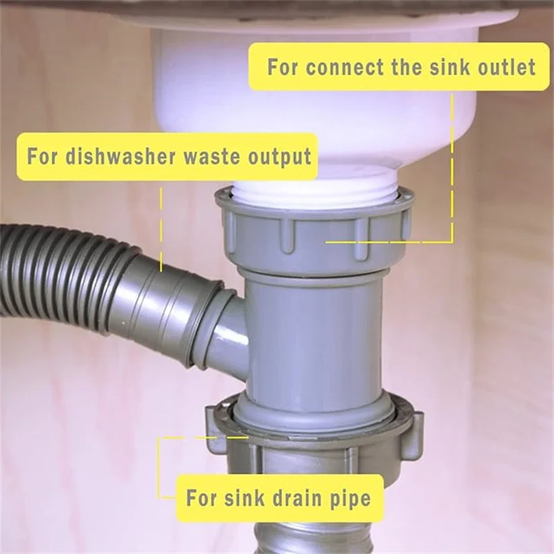 Sink Drain Pipe Adapter Y Shaped Kitchen Basin Sewer Branch Drainage Water Pipe Three Links Head Sink Connector Accessories
