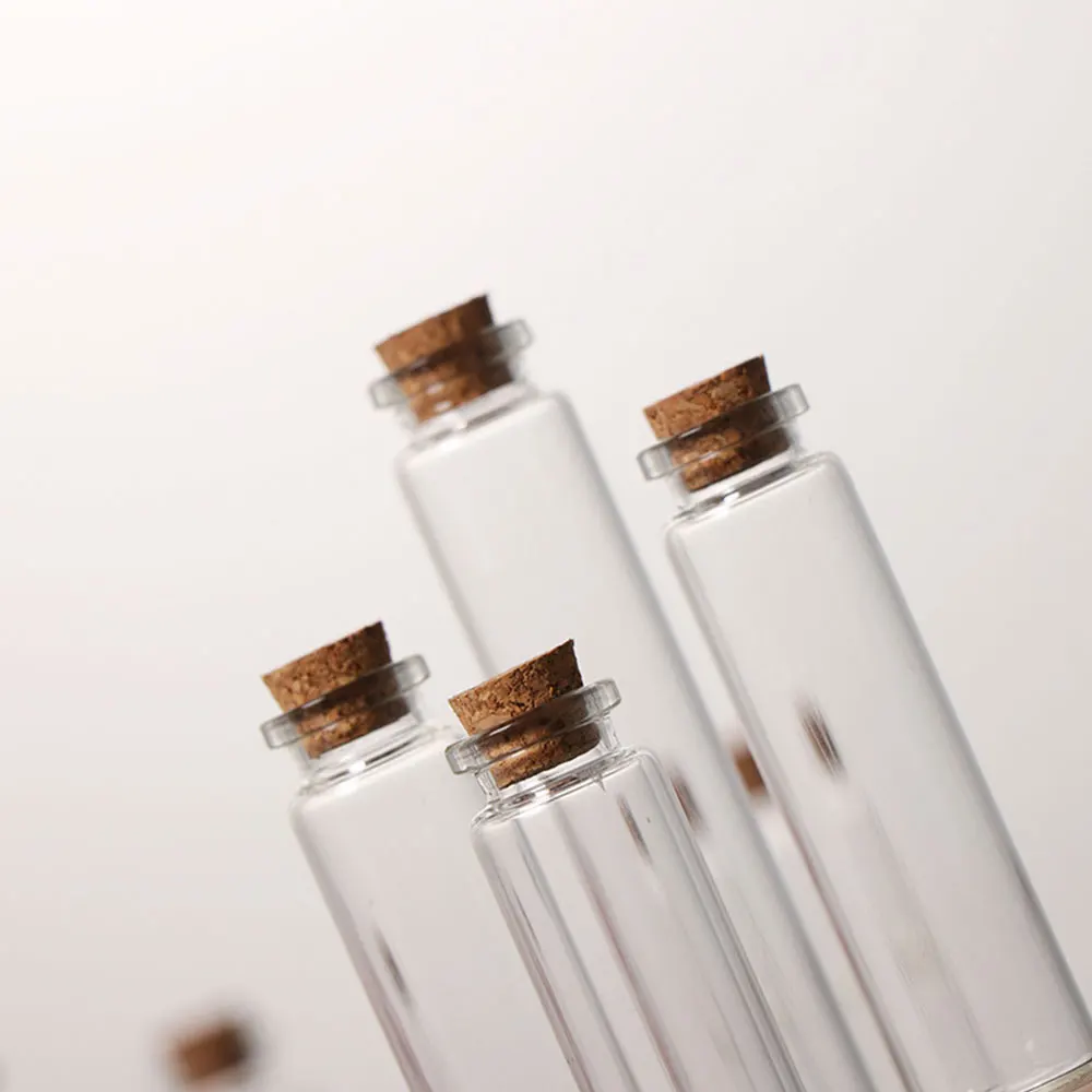 5Pcs 5/10/12/20ml Mini Clear Glass Drifting Bottles With Cork Stopper Small Jars For Christmas Wedding Birthday Party Decoration