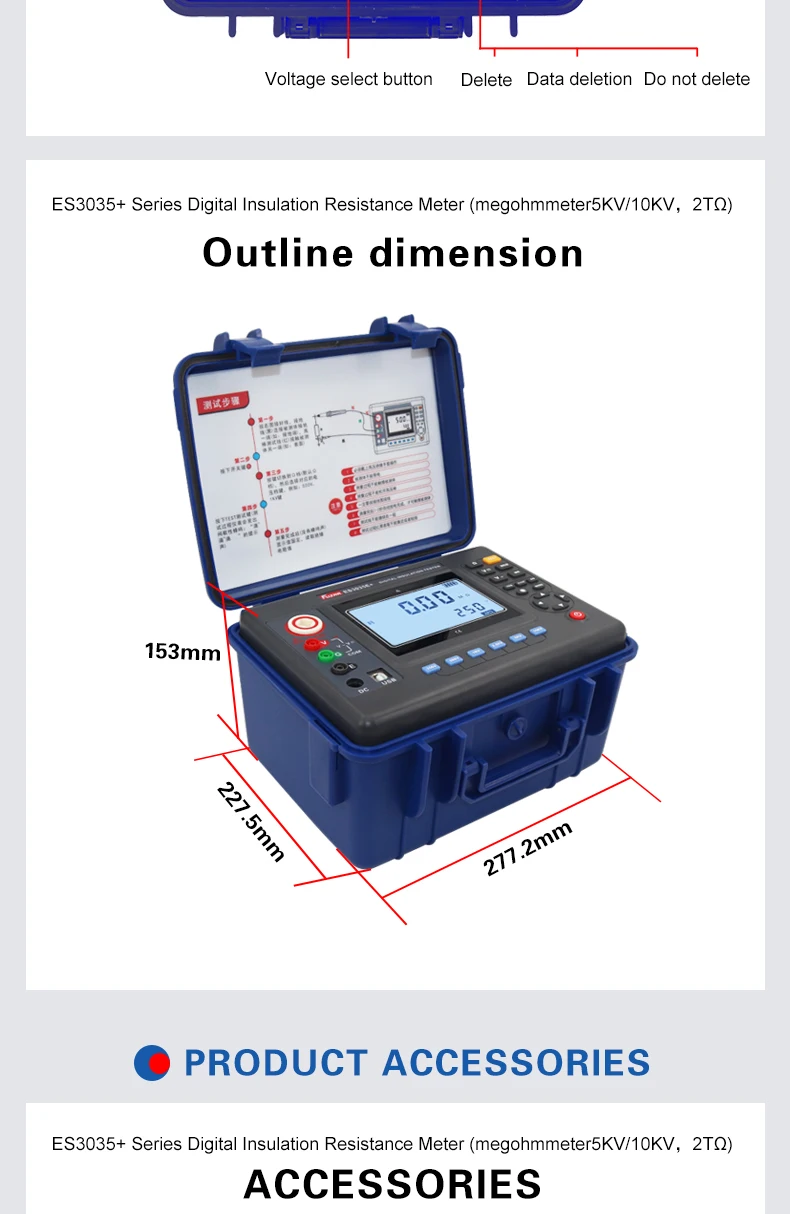 FUZRR ES3035E+ ES3035+ Digital Insulation Resistance Tester 10KV Double Insulati