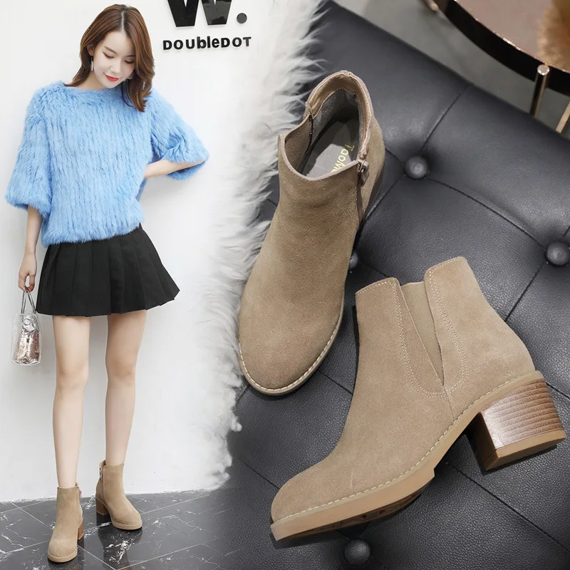

Winter Boots Genuine Leather Fur Women's Shoes Platform Round Toe Boots-Women Flat Heel Med Clogs 2023 Rock Mid-Calf Rubber Aut