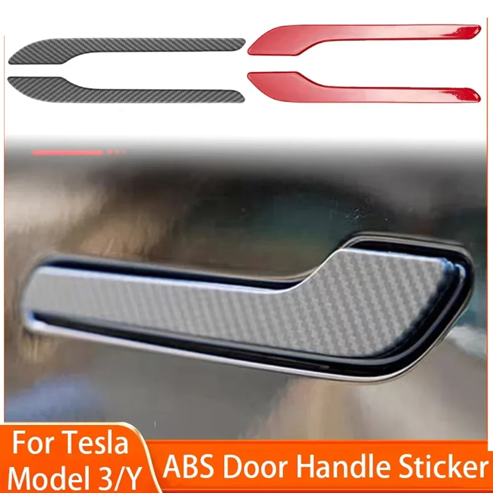 For Tesla Model 3 Y Carbon Fiber ABS Styling Premium Durable Accessories Model 3 2024 Car Door Handle Cover Protector Sticker