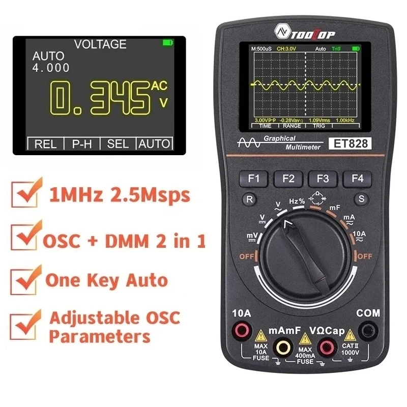 TOOLTOPET8282in1DigitalOscilloscopeMultimeterGraphical