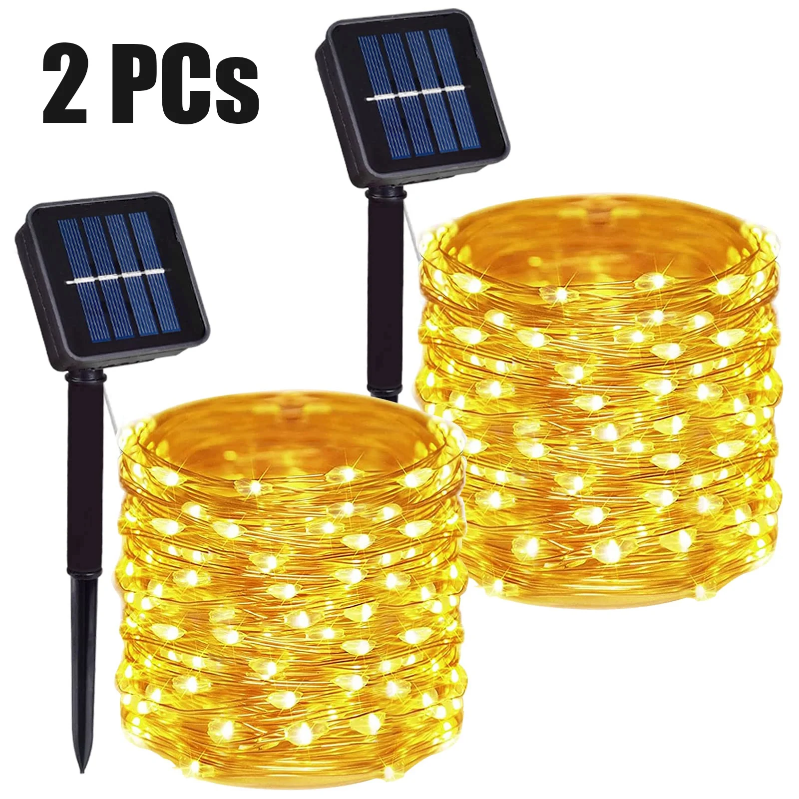 Solar-Powered LED Fairy Garden String Lights – 8-Mode Copper Wire Decorative Lamps