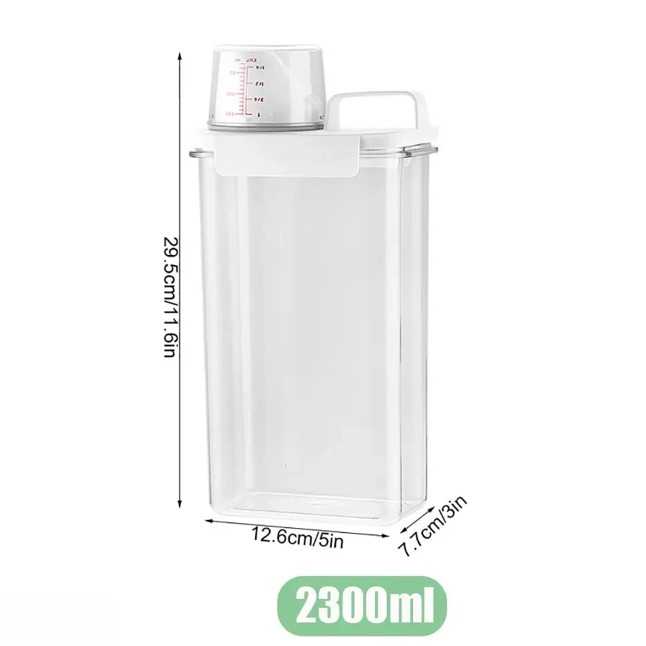 Compact Laundry Powder Dispenser with Measuring Cup - Airtight Container for Convenient and Efficient Washing