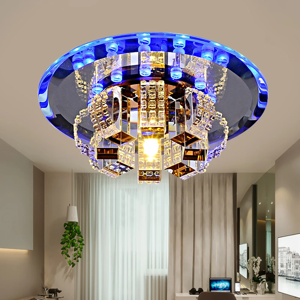 

Crystal Ceiling Light LED Modern Flush Mount Hall Chandelier Living Room Multi-Color Corridor Light Room Decor Lighting Fixture