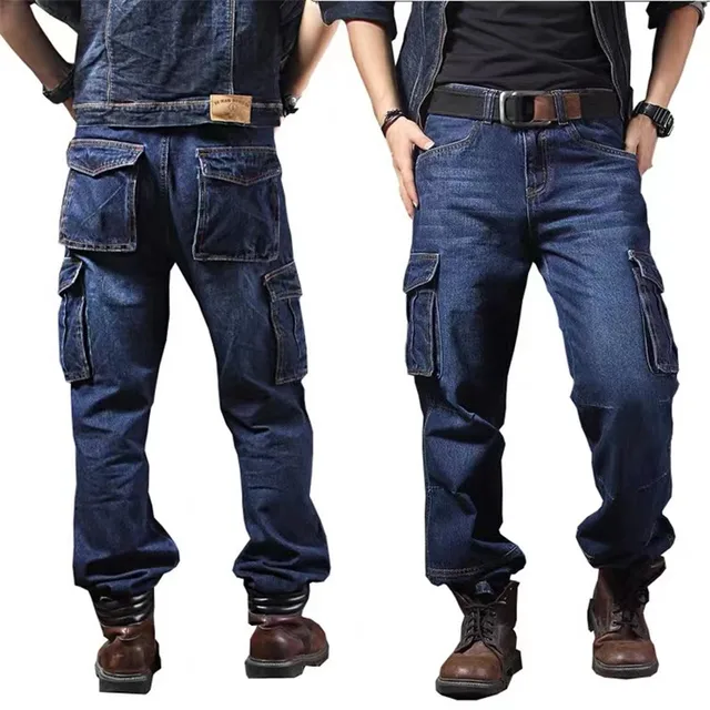MORUANCLE Men's Casual Cargo Jeans Pants With Multi Pockets Workwear Tactical Denim Trouers Outdoor Climbing Stretch 1